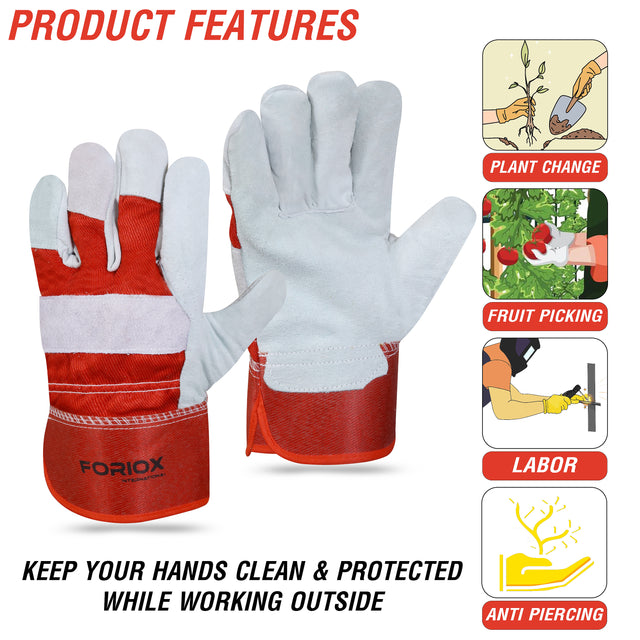 Foriox International Split Leather Work Gloves